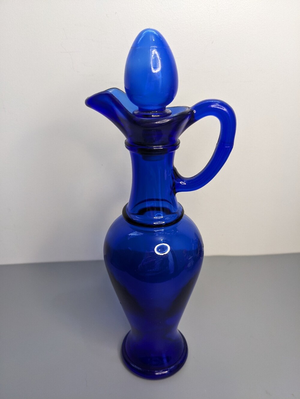 Avon Cobalt Blue Glass Decanter Nine Inch Vintage Stopper Bottle Collectible 70s